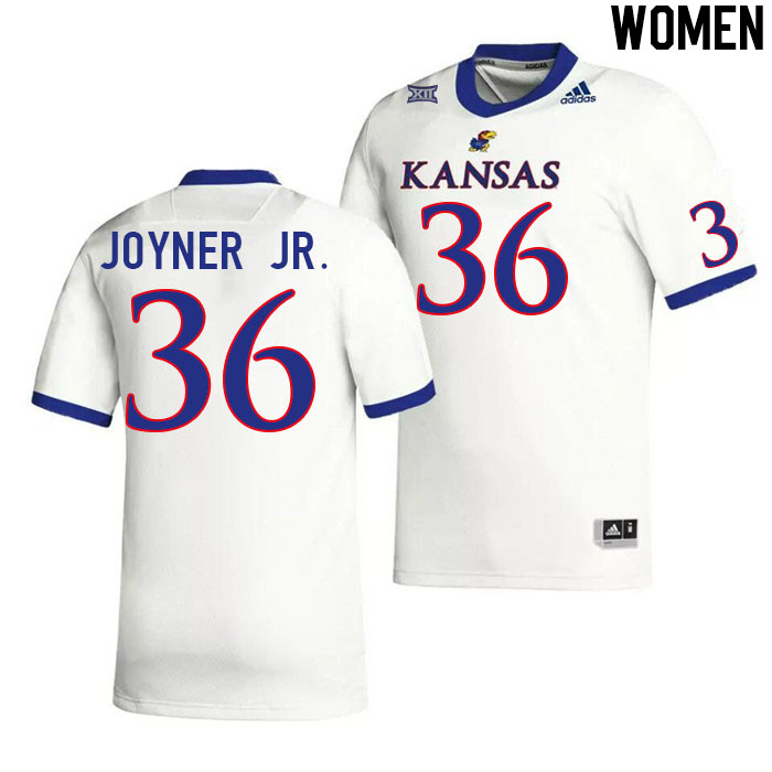 Women #36 Patrick Joyner Jr. Kansas Jayhawks College Football Jerseys Stitched Sale-White